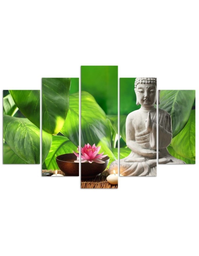 5 Piece Canvas painting Buddha plants nature | FEEBY