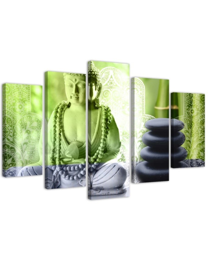 5 Piece Buddha and stones zen paintings for living room wall | FEEBY