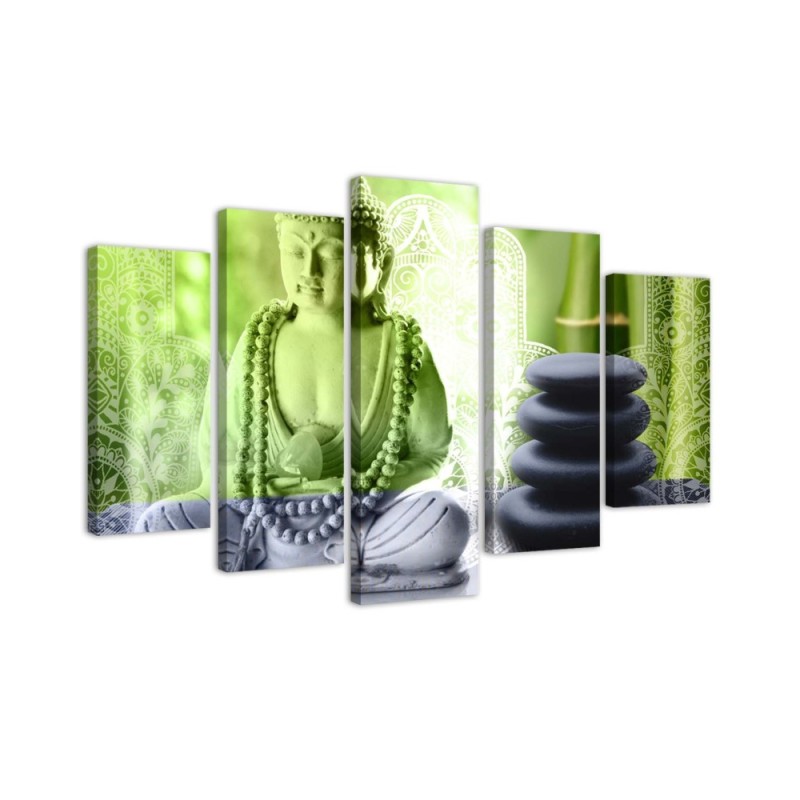 5 Piece Buddha and stones zen paintings for living room wall | FEEBY