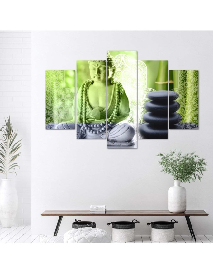 5 Piece Buddha and stones zen paintings for living room wall | FEEBY