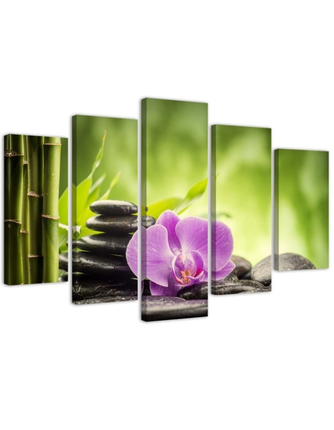 Canvas print Zen composition with stones and orchid for spa | FEEBY