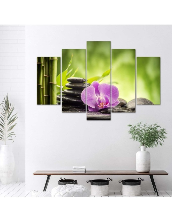 Canvas print Zen composition with stones and orchid for spa | FEEBY