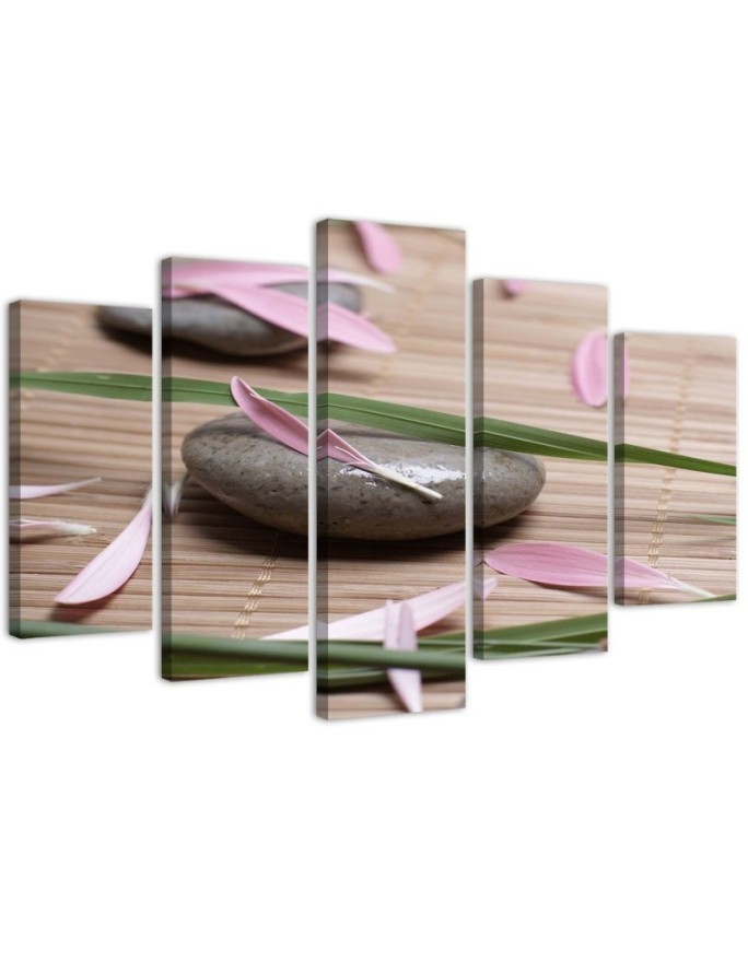 Canvas print for wall room Stone zen flowers | FEEBY