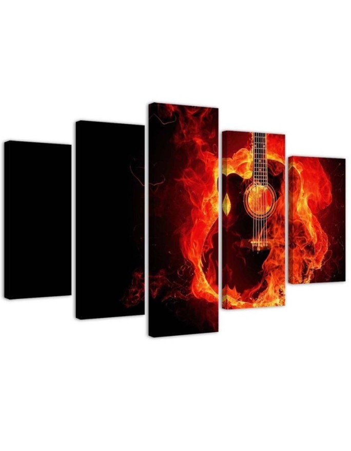 Canvas print Flaming guitar for youth room for wall | FEEBY