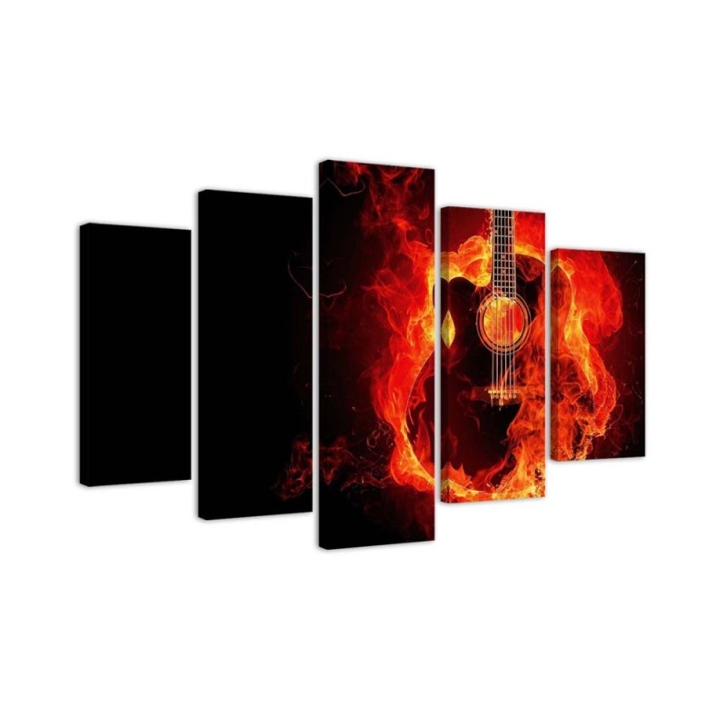 Canvas print Flaming guitar for youth room for wall | FEEBY