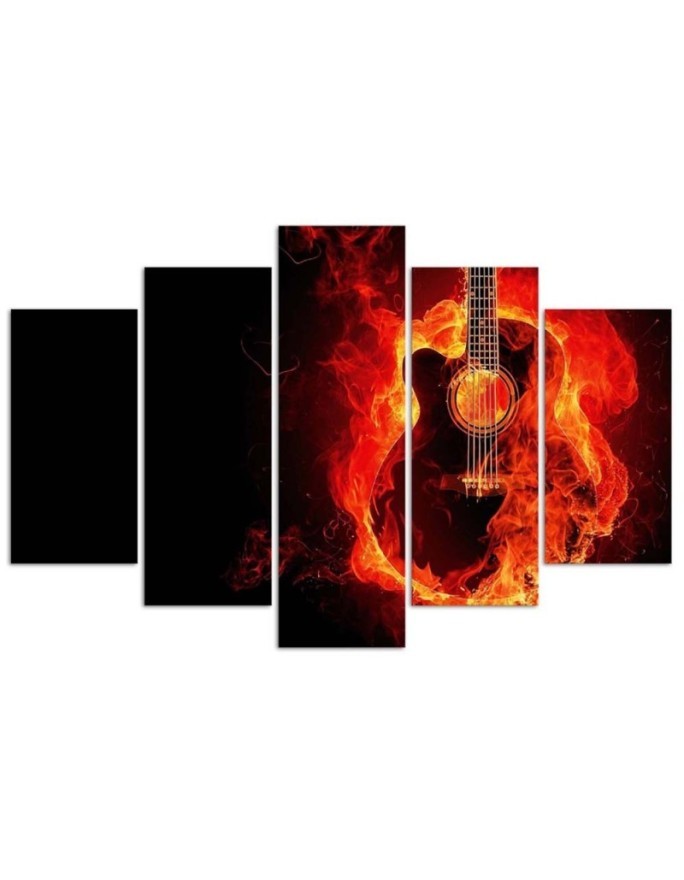 Canvas print Flaming guitar for youth room for wall | FEEBY