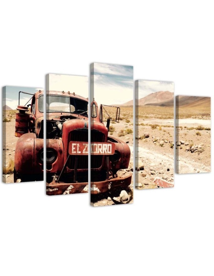 Canvas print for office, study Auto in the desert wall decoration | FEEBY