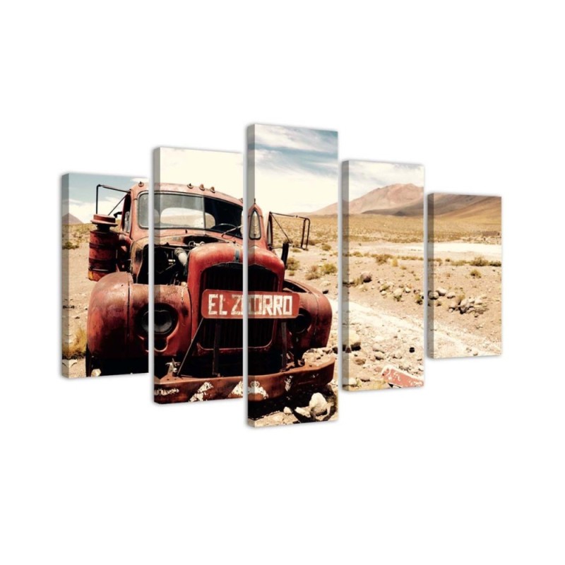 Canvas print for office, study Auto in the desert wall decoration | FEEBY