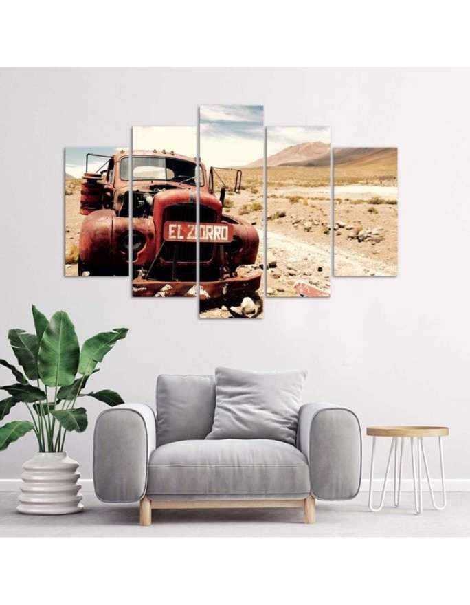 Canvas print for office, study Auto in the desert wall decoration | FEEBY