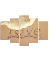 Canvas print 5 parts for bedroom Love inscription on sand | FEEBY