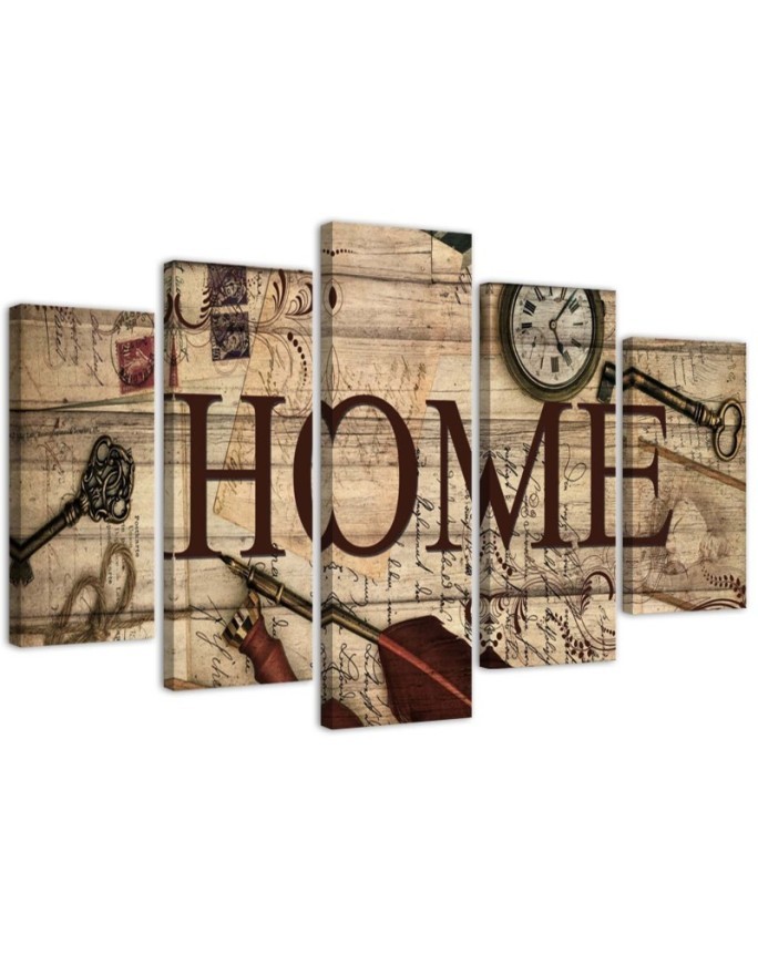 Canvas print for office, living room Home inscription vintage modern | FEEBY