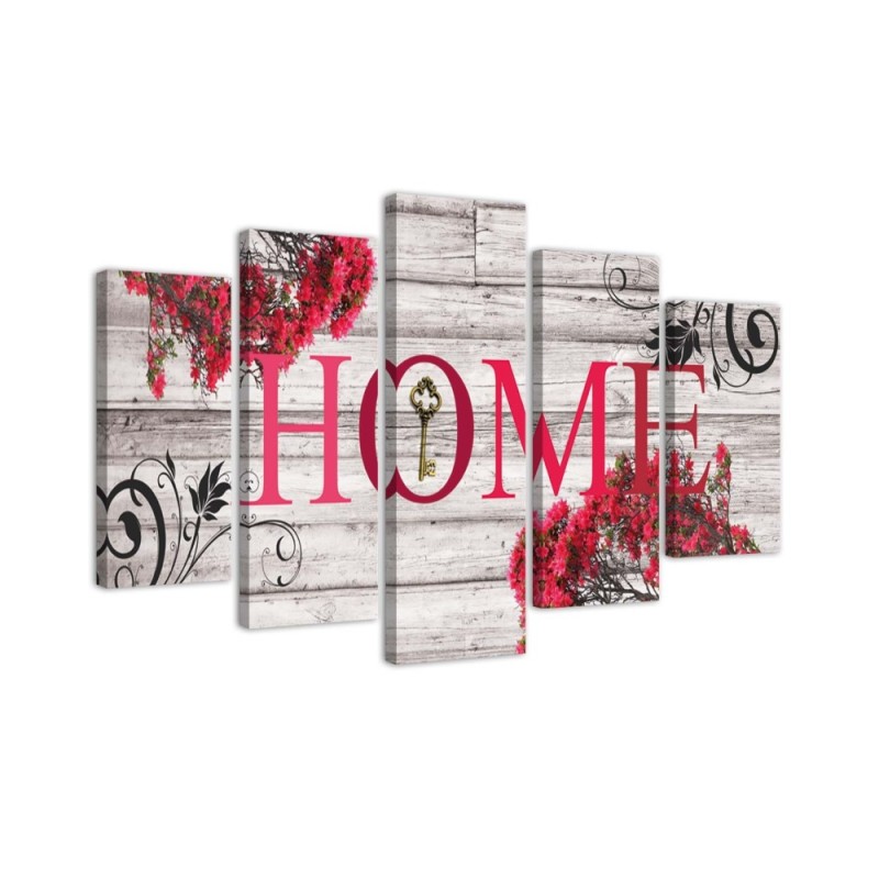 Canvas print canvas for room Home inscription red | FEEBY