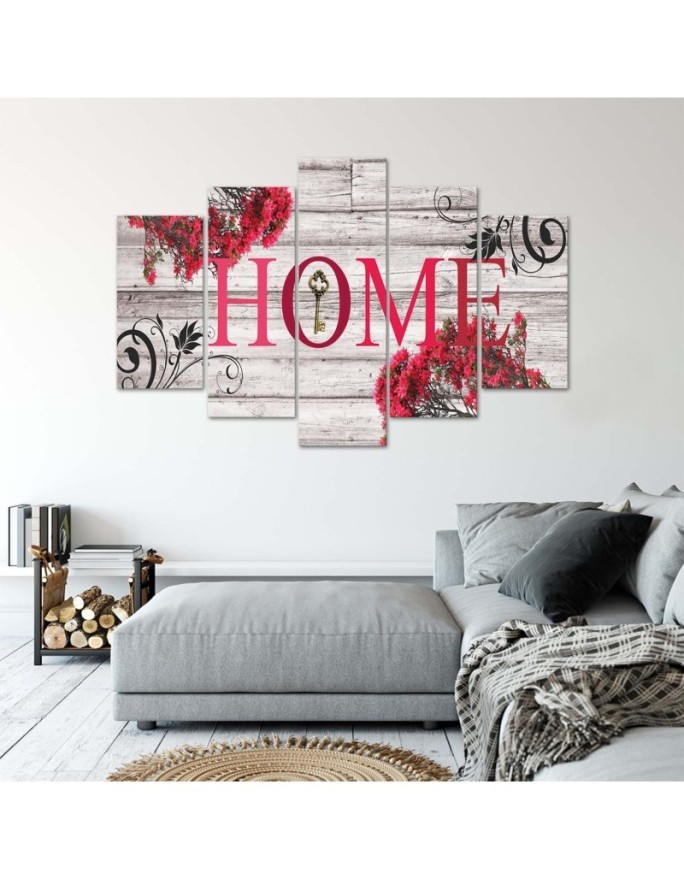 Canvas print canvas for room Home inscription red | FEEBY