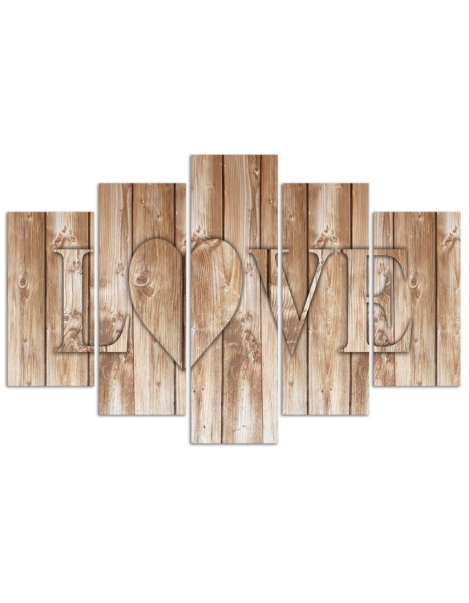 Canvas print for living room Love on brown boards decorative | FEEBY