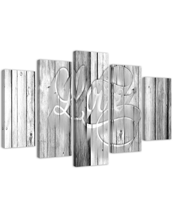 Love on grey boards wall painting for room, flat | FEEBY