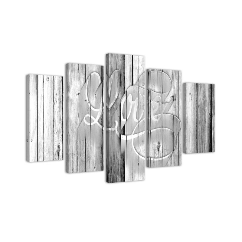 Love on grey boards wall painting for room, flat | FEEBY