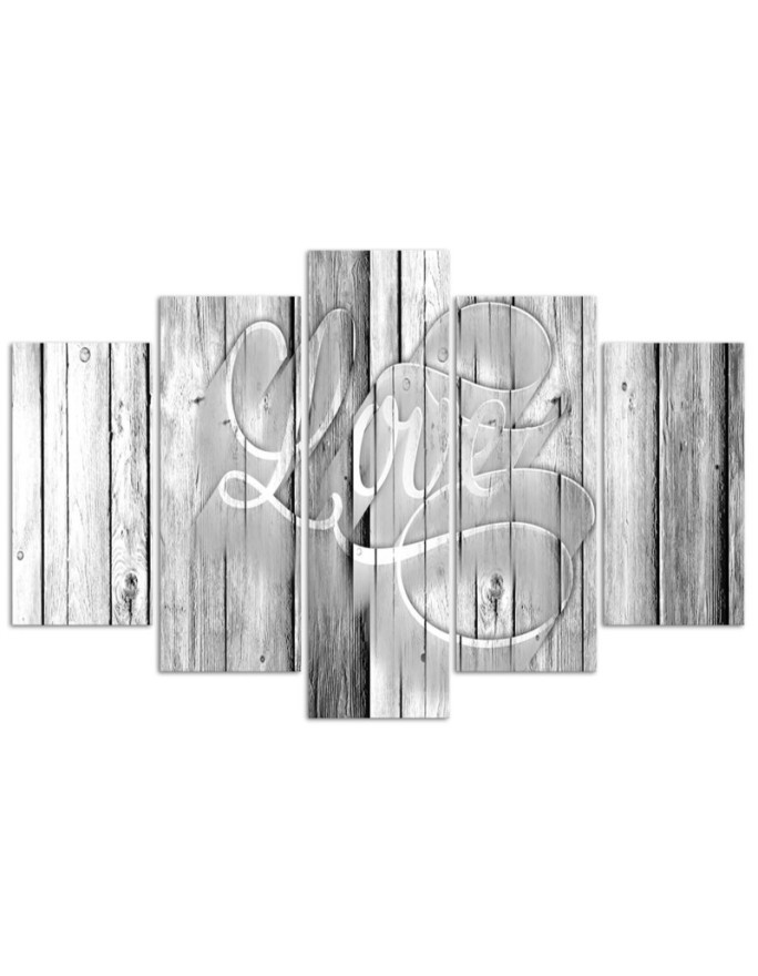 Love on grey boards wall painting for room, flat | FEEBY
