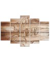 Modern painting Love inscription on brown boards for living room | FEEBY