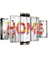 Home inscription from flowers canvas painting for the hallway | FEEBY