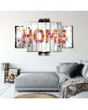Home inscription from flowers canvas painting for the hallway | FEEBY
