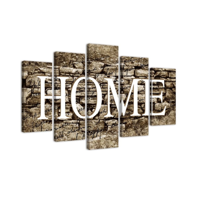 Canvas painting Home inscription on the wall background for dining room | FEEBY