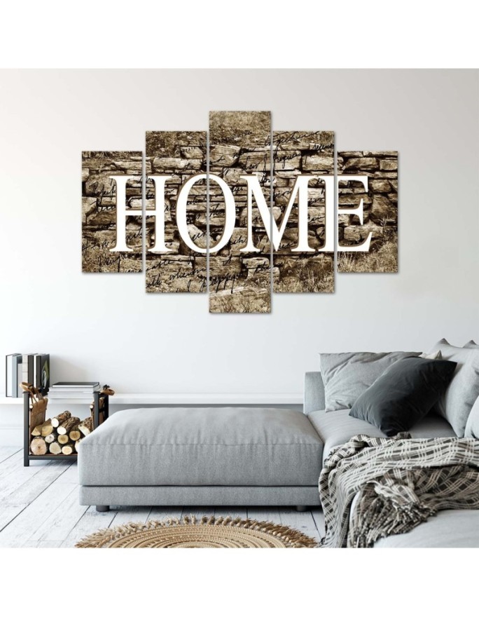 Canvas painting Home inscription on the wall background for dining room | FEEBY
