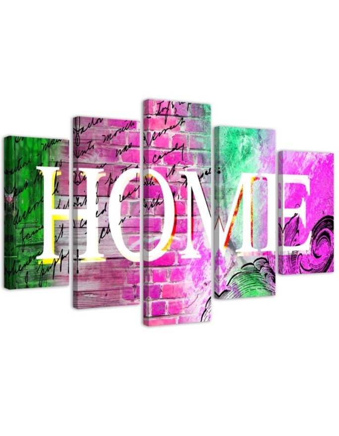 Home and pink background large painting for living room wall | FEEBY