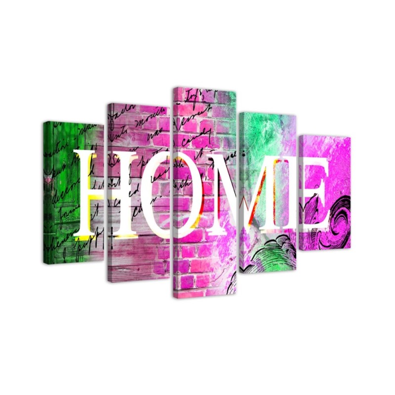 Home and pink background large painting for living room wall | FEEBY