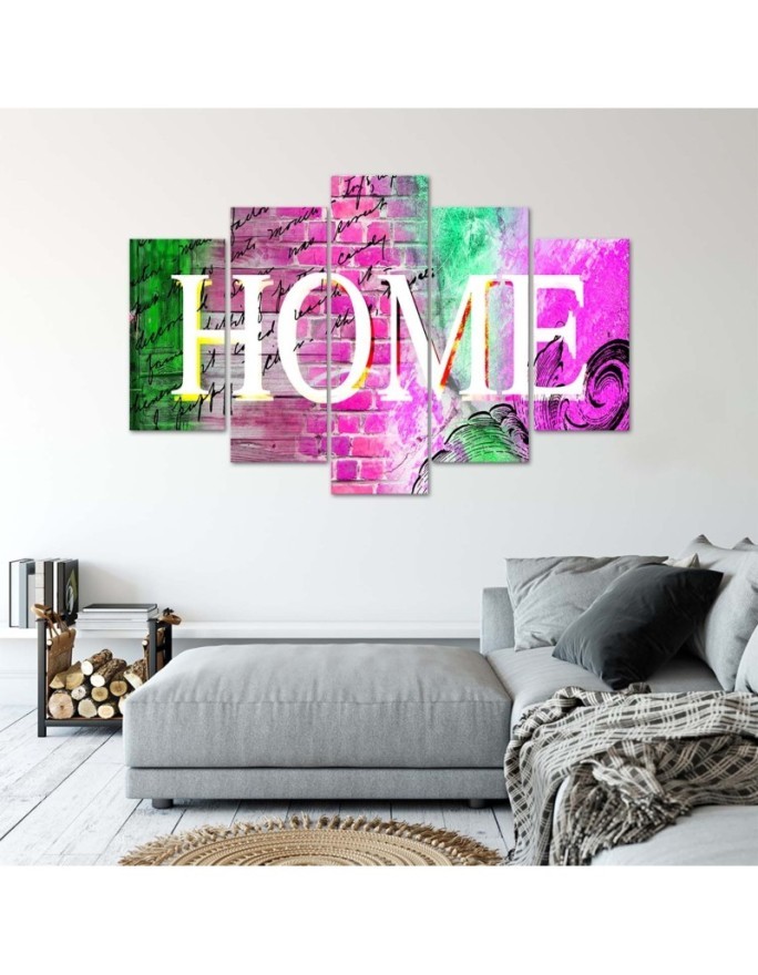 Home and pink background large painting for living room wall | FEEBY