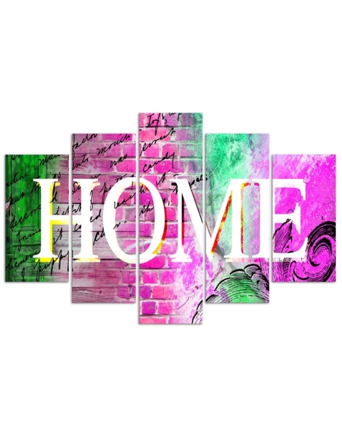Home and pink background large painting for living room wall | FEEBY