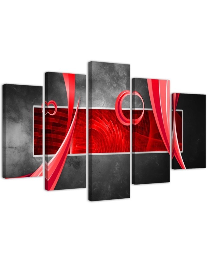 Abstract red 3D wall art  painting for living room, office | FEEBY