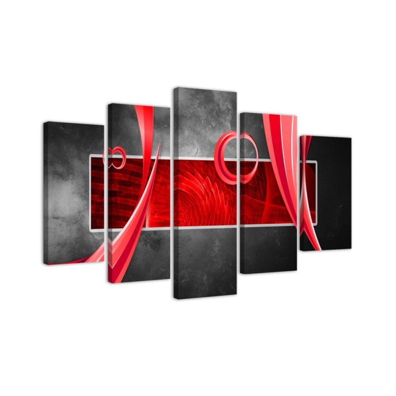 Abstract red 3D wall art  painting for living room, office | FEEBY