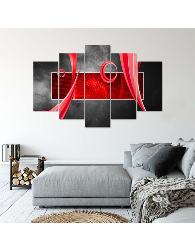 Abstract red 3D wall art  painting for living room, office | FEEBY