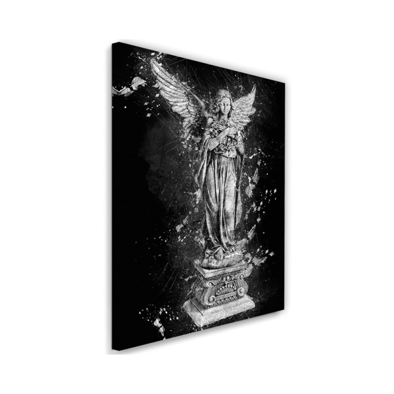 Angel statue black and white wall art painting for bedroom | FEEBY