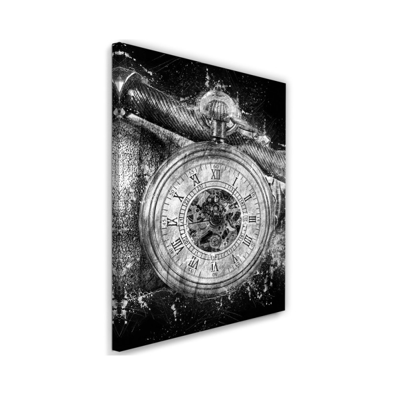 Canvas painting for living room Clock black and white | FEEBY