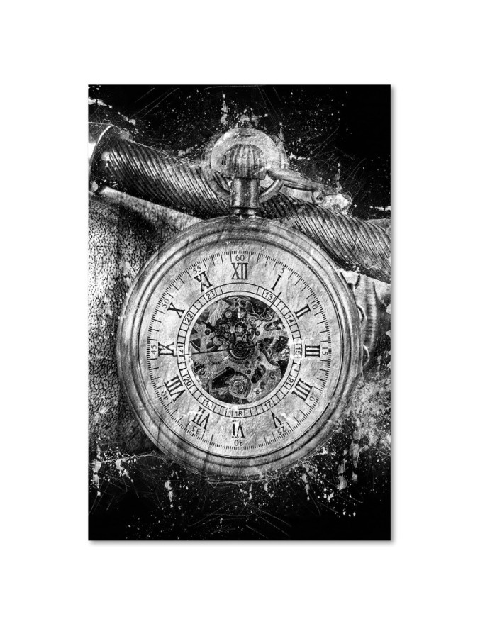 Canvas painting for living room Clock black and white | FEEBY
