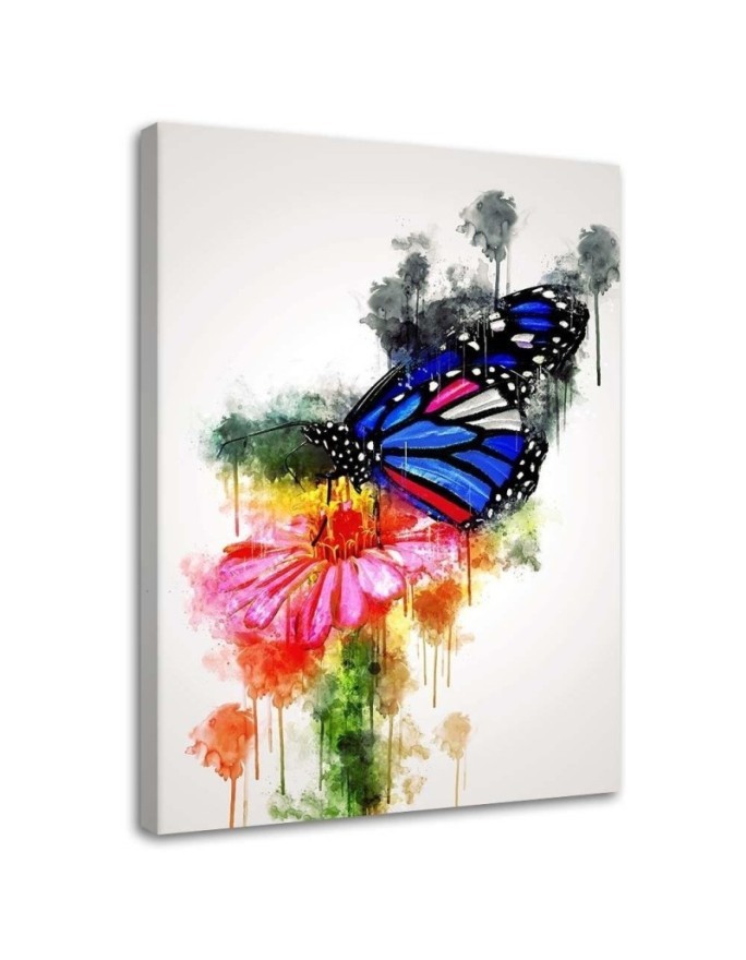 Butterfly on a flower canvas painting for children's room | FEEBY