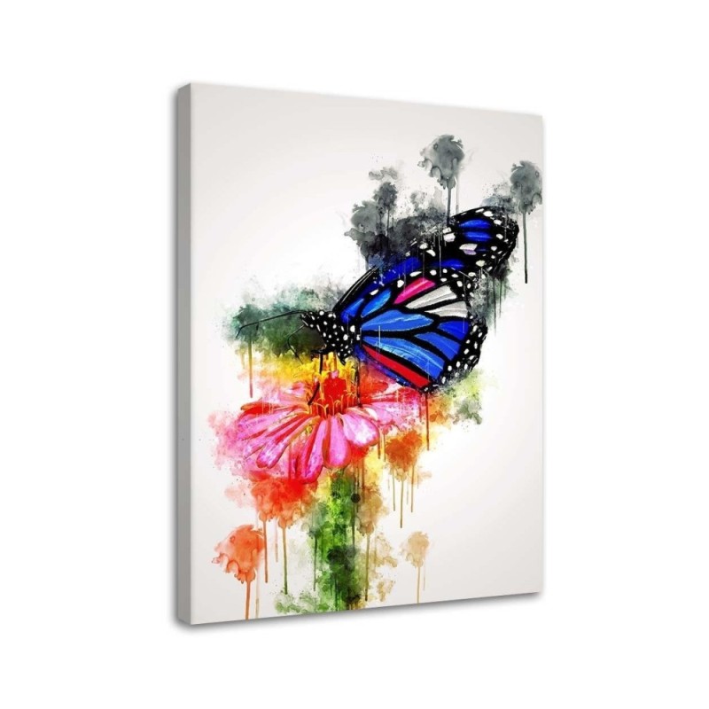 Butterfly on a flower canvas painting for children's room | FEEBY