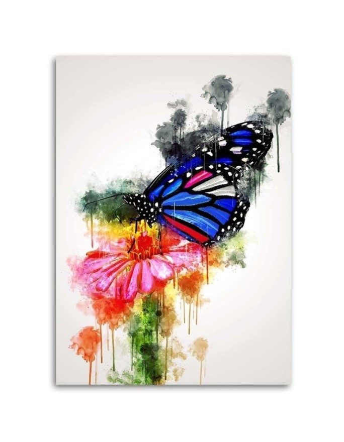Butterfly on a flower canvas painting for children's room | FEEBY