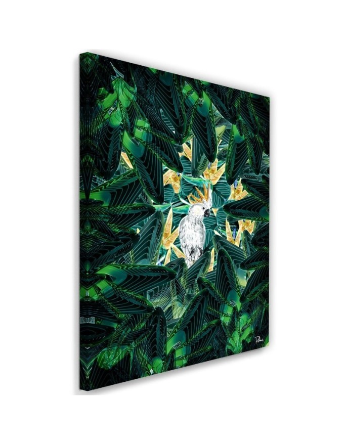 Canvas painting Diamond parrot in leaves | FEEBY