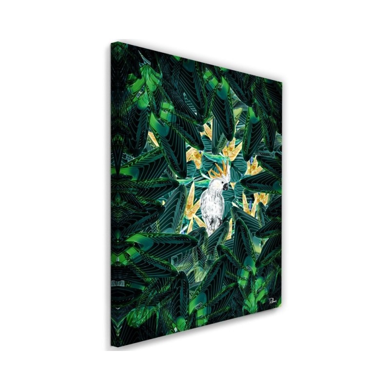 Canvas painting Diamond parrot in leaves | FEEBY