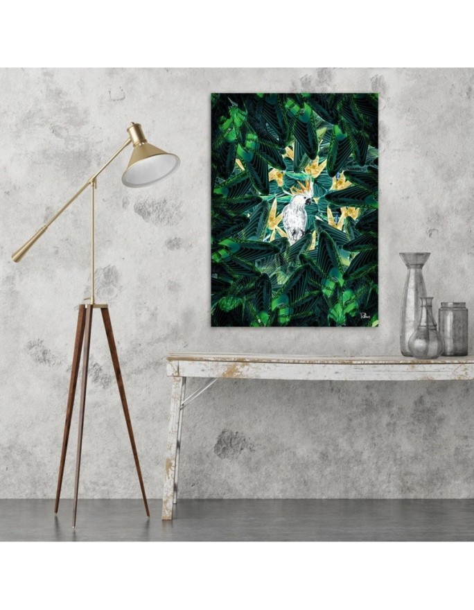 Canvas painting Diamond parrot in leaves | FEEBY