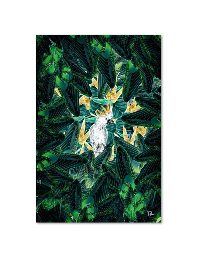 Canvas painting Diamond parrot in leaves | FEEBY