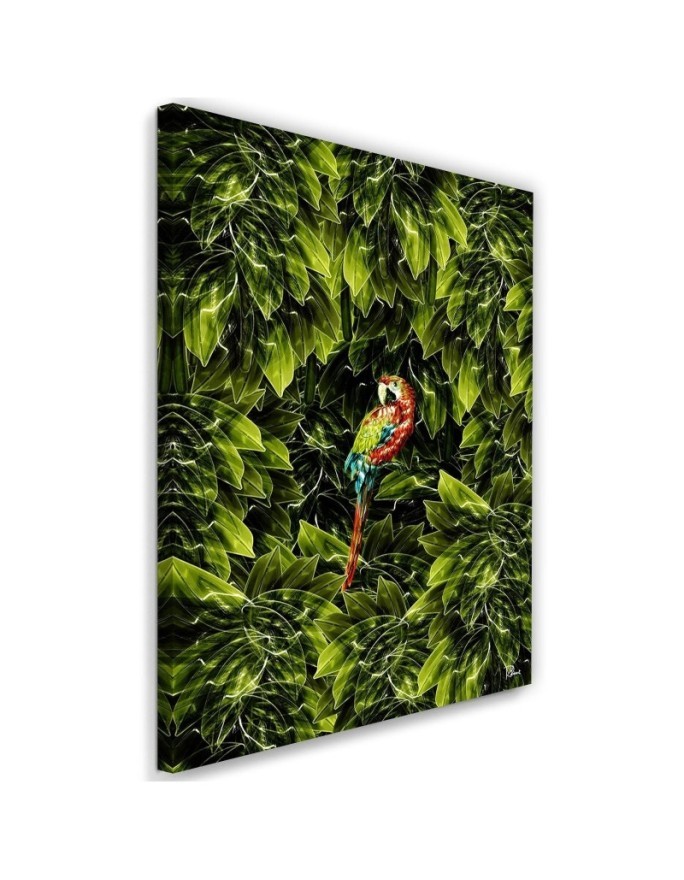 Wall art painting for living room Parrot in leaves | FEEBY