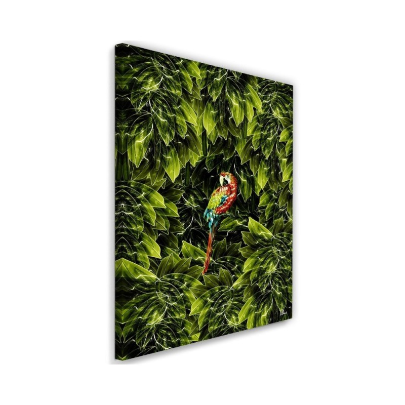 Wall art painting for living room Parrot in leaves | FEEBY