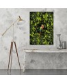 Wall art painting for living room Parrot in leaves | FEEBY