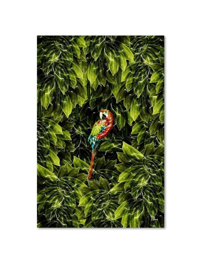 Wall art painting for living room Parrot in leaves | FEEBY