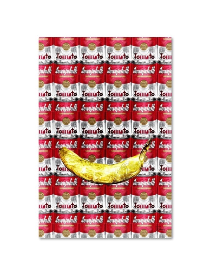 Canvas prints for the kitchen Banana and cans of tomatoes digital art | FEEBY
