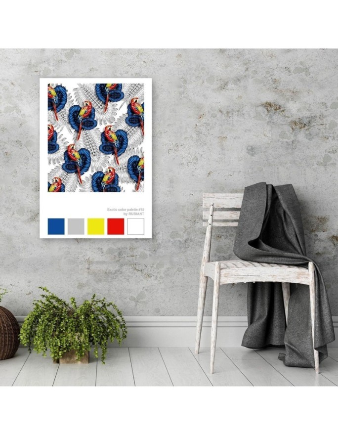 Wall art murals for the wall - Parrots on leaves | FEEBY