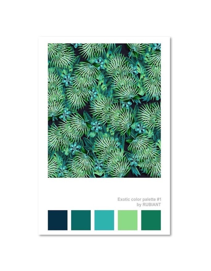 Tropical leaves wall art painting for kitchen Rubiant | FEEBY